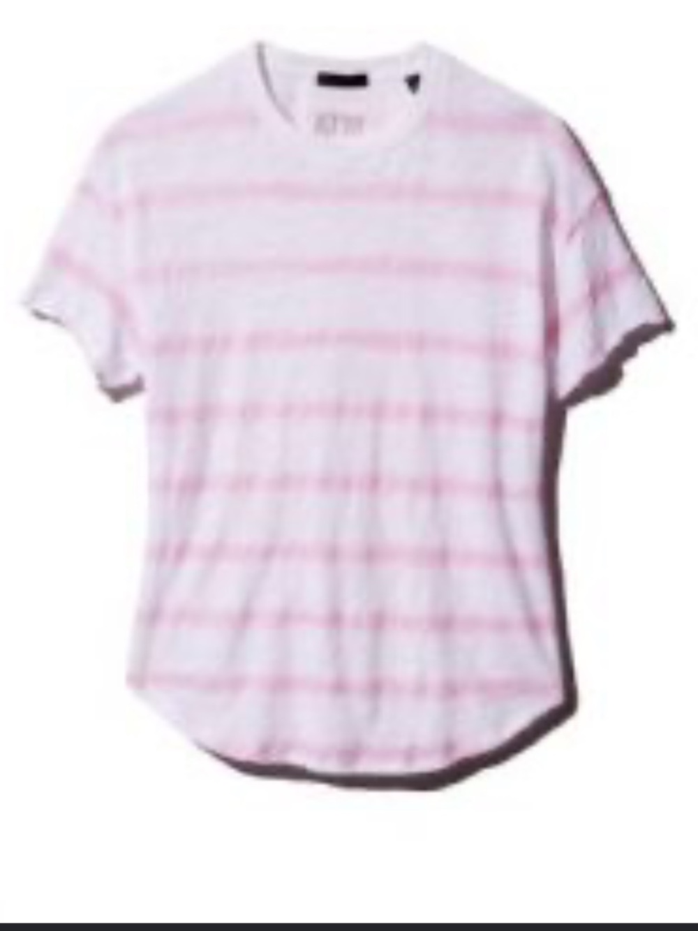 ATM Anthony Thomas Melillo Pink and White Striped Short Sleeve Tee